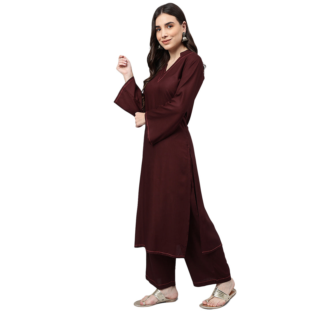 Idalia Solid Coffee Color Rayon Kurta Set
