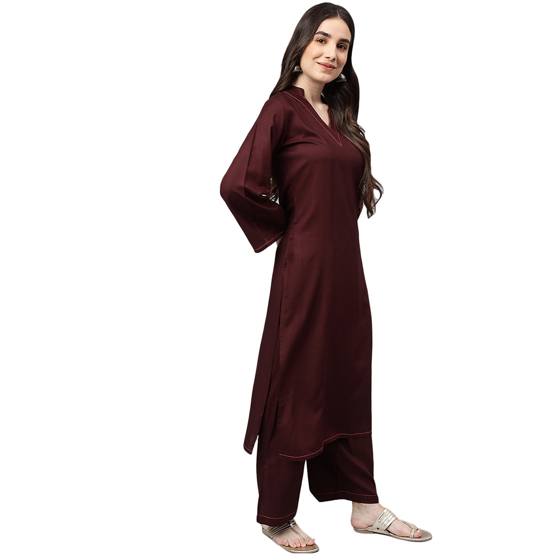 Idalia Solid Coffee Color Rayon Kurta Set