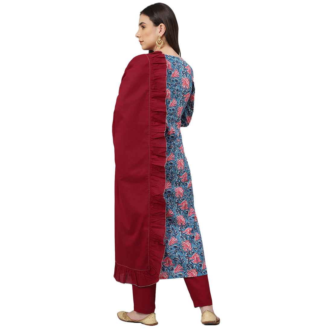 Idalia Blue Jaal Print Kurta set with dupatta
