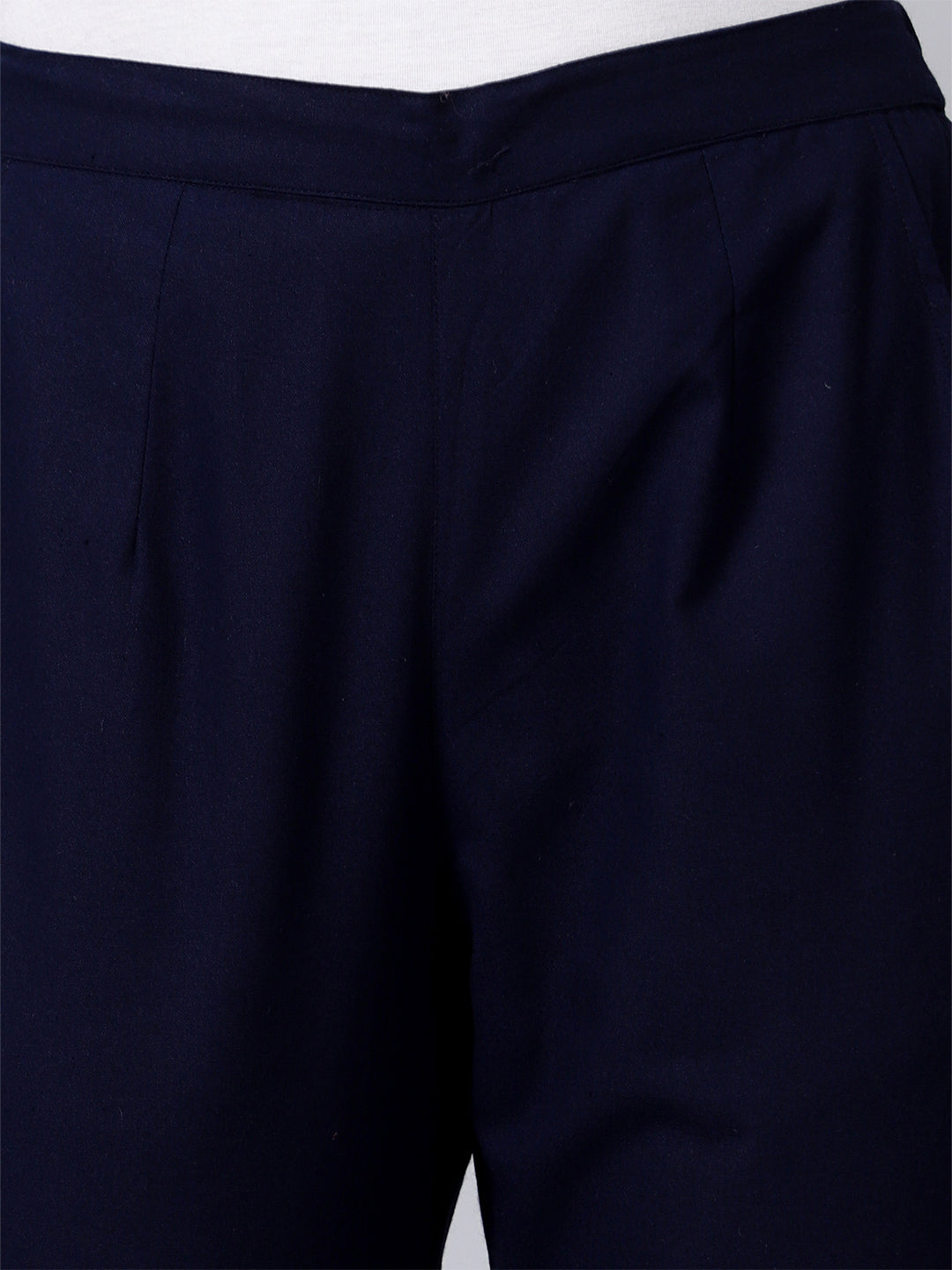 Navy Blue Solid Pants