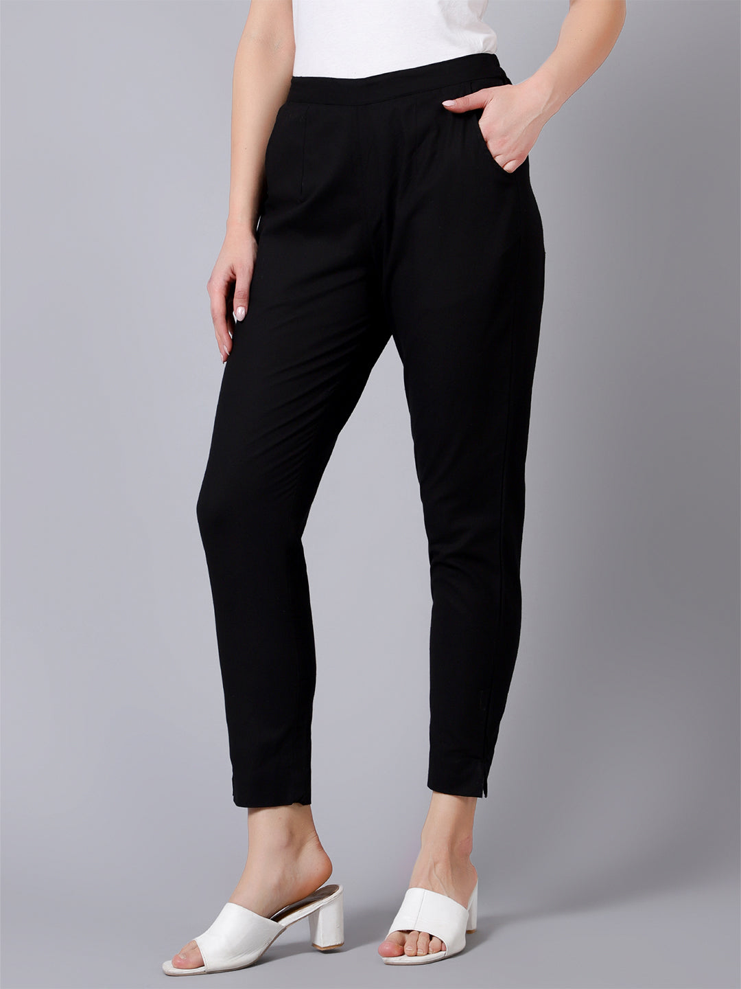 Black Solid Pants