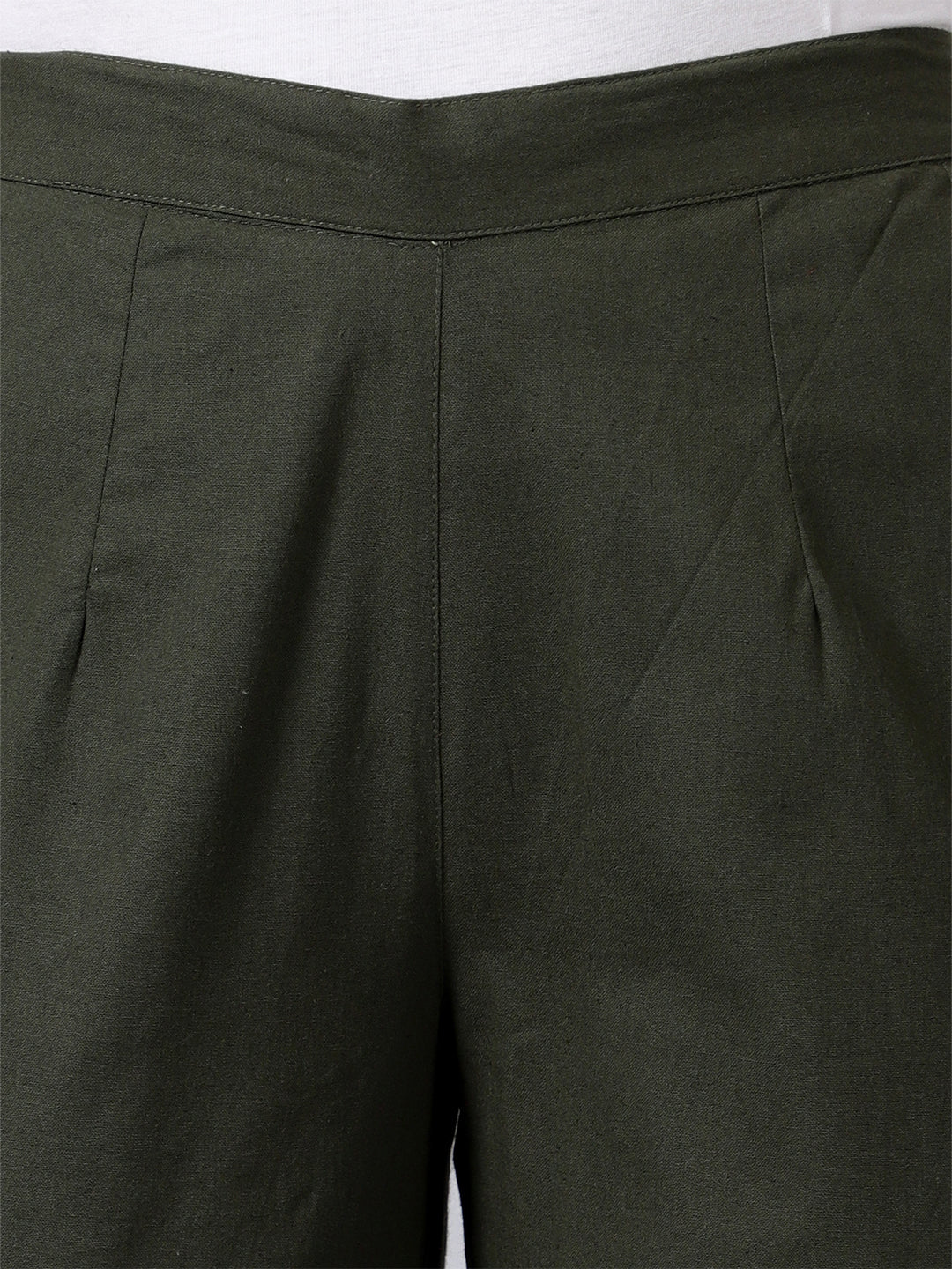Olive Green Solid Pants
