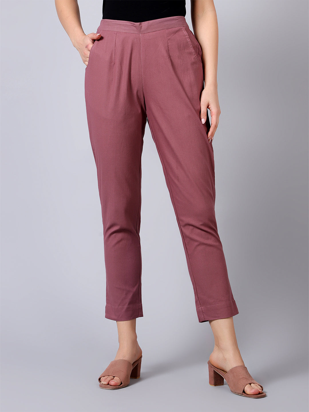 Rose Taupe Solid Pants