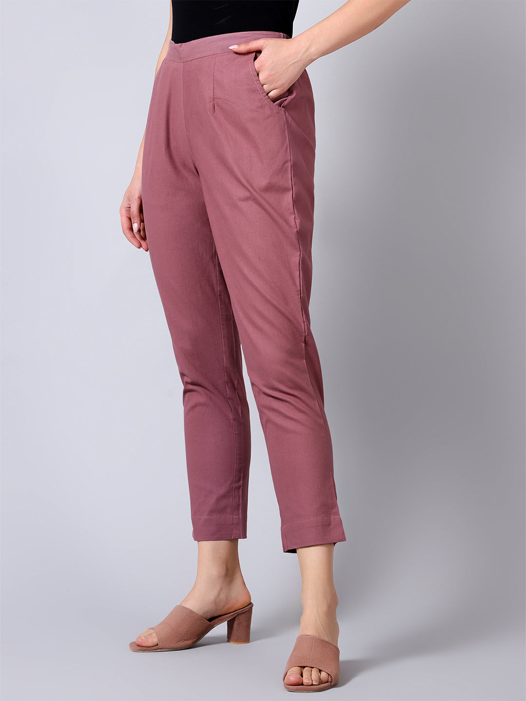 Rose Taupe Solid Pants