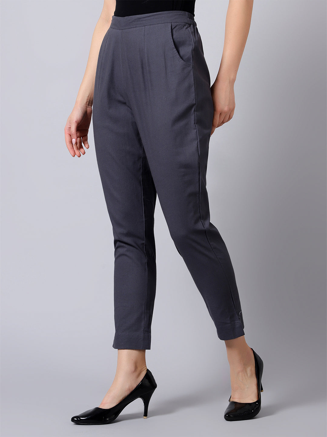 Grey Solid Pants