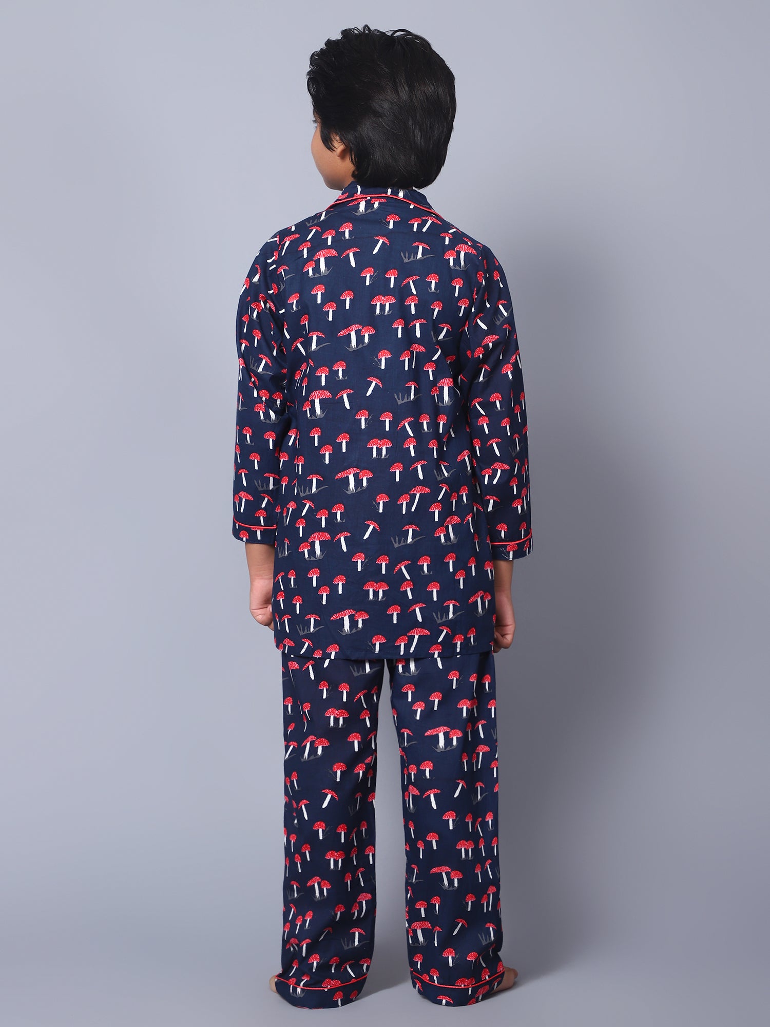 Cotton Black & Red Mushrooms Kid Night Suit For Boys & Girls