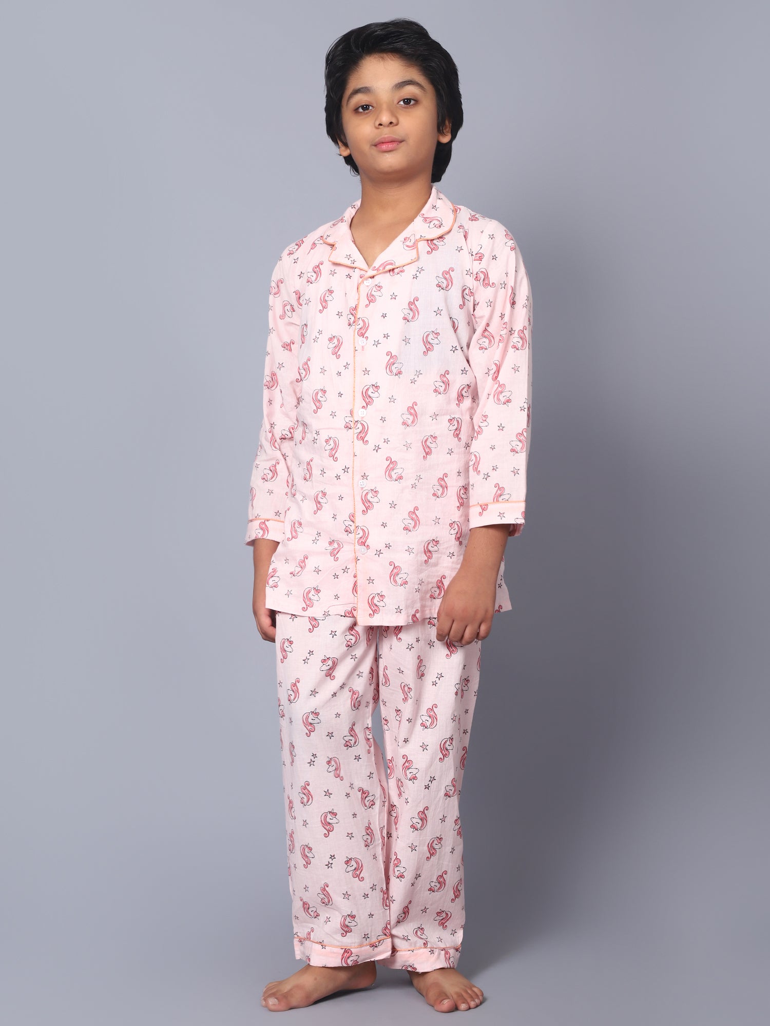 Cotton Pink Unicorn Kid Night Suit For Boys & Girls