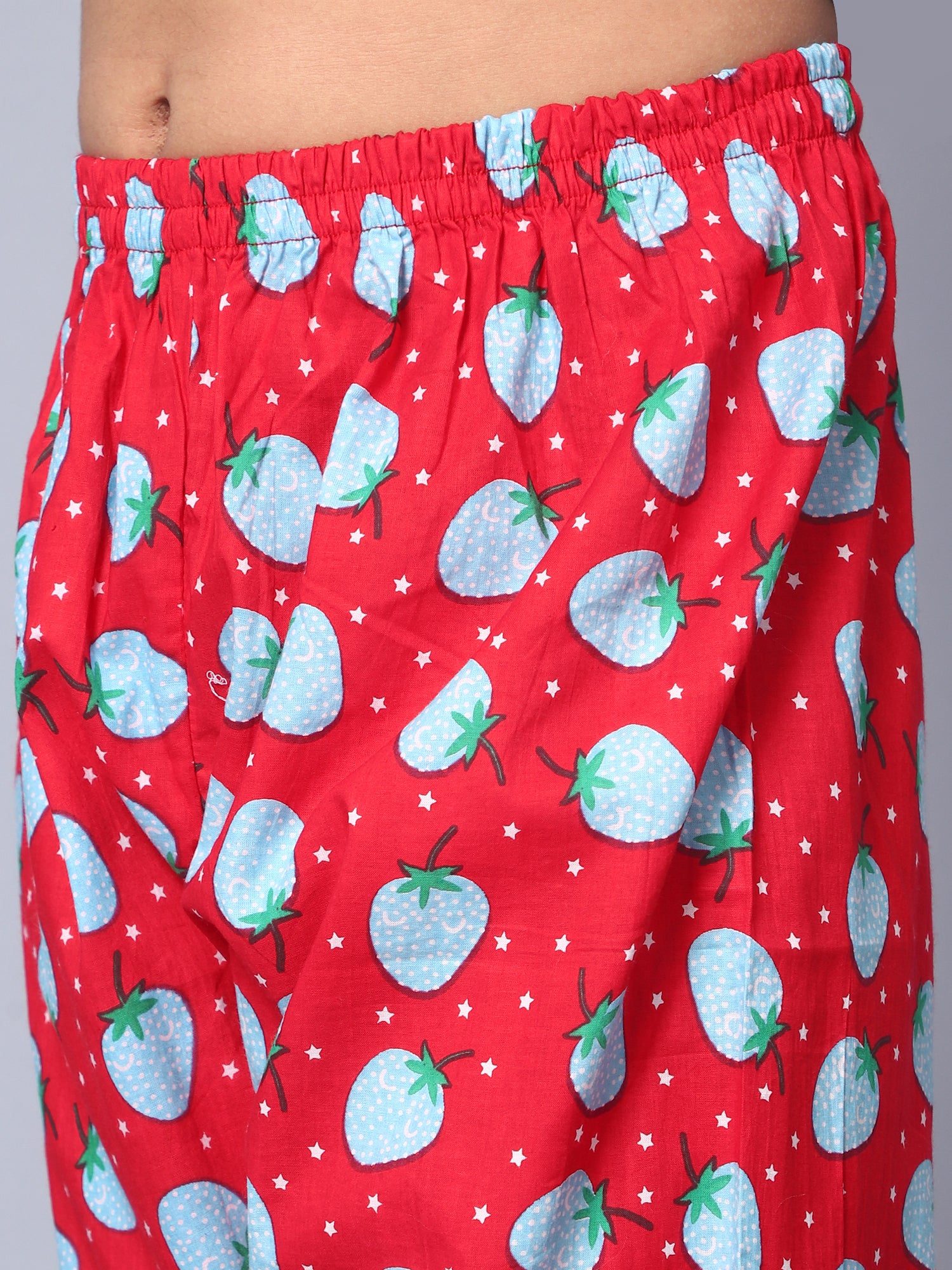 Cotton Red & Green Strawberry Kid Night Suit For Boys & Girls