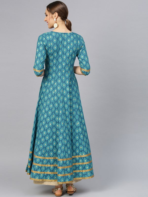 idalia-turquoise-gold-print-anarkali-kurta-4
