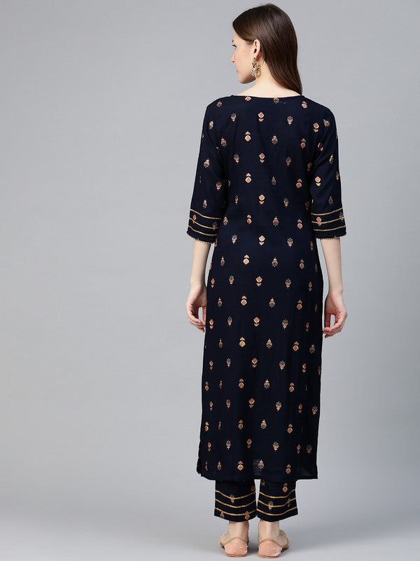 idalia-navy-blue-gold-print-kurta-with-pants-2