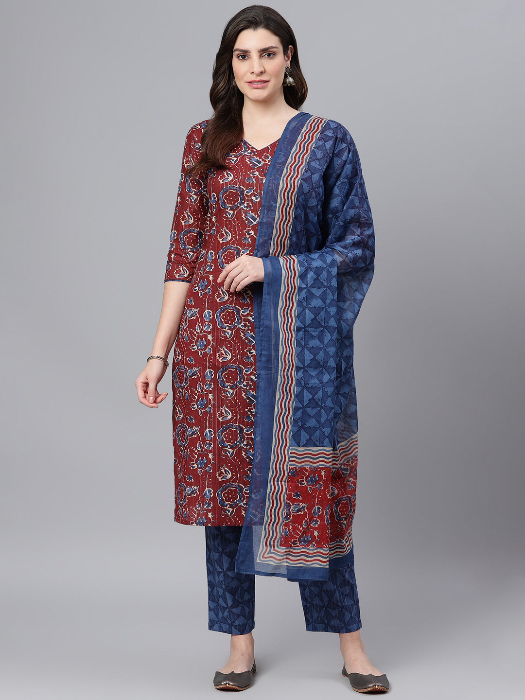 idalia-maroon-printed-kurta-with-blue-printed-pants-and-dupatta-1