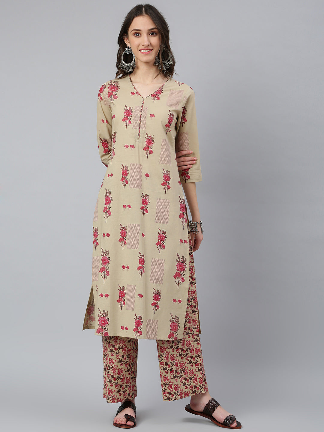 Idalia Floral Print Kurta with Jaal Printed Palazzo Pants