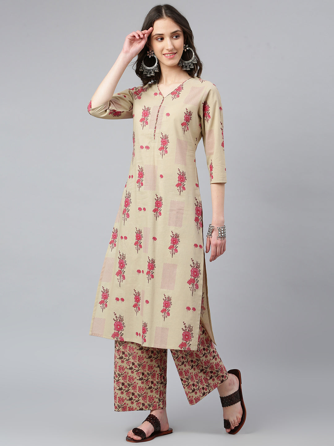 Idalia Floral Print Kurta with Jaal Printed Palazzo Pants