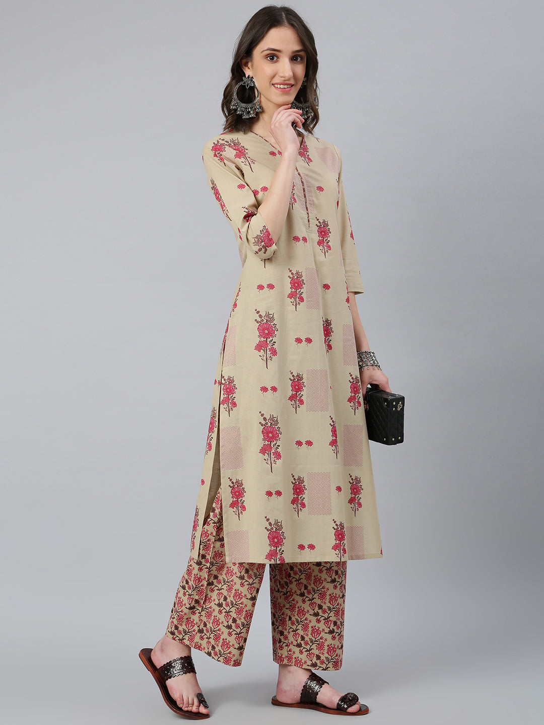 Idalia Floral Print Kurta with Jaal Printed Palazzo Pants