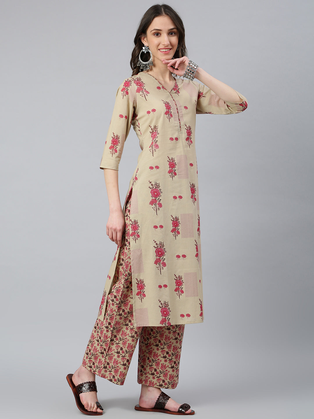 Idalia Floral Print Kurta with Jaal Printed Palazzo Pants