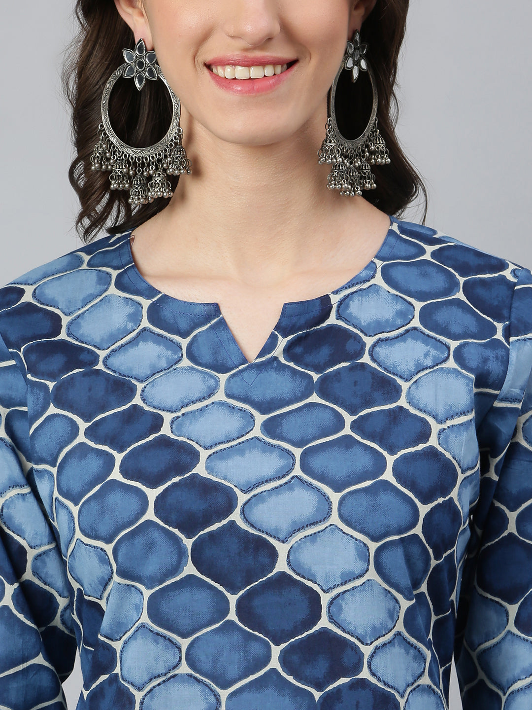 Idalia Blue Printed Kurta Set with Dupatta
