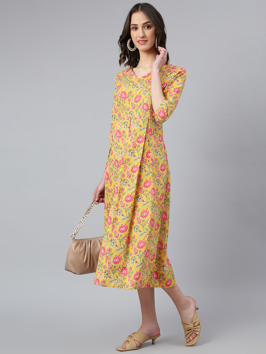 Idalia Yellow Printed Floral Dress