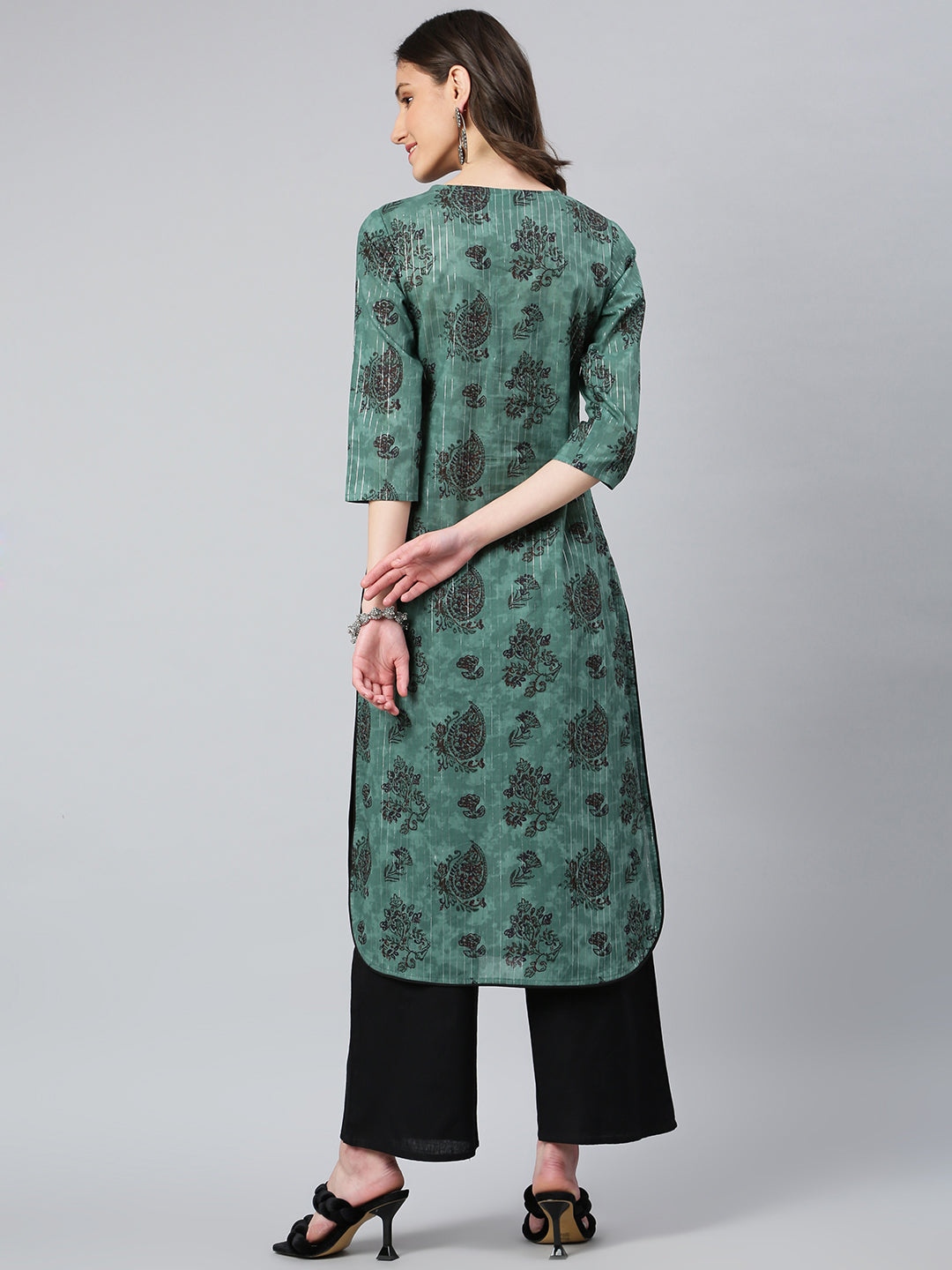 Idalia Green Motifs Printed Kurta