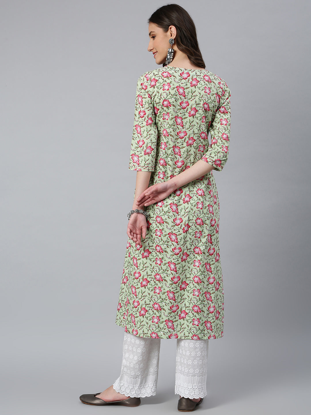 Idalia Sage Green Floral Printed Kurta