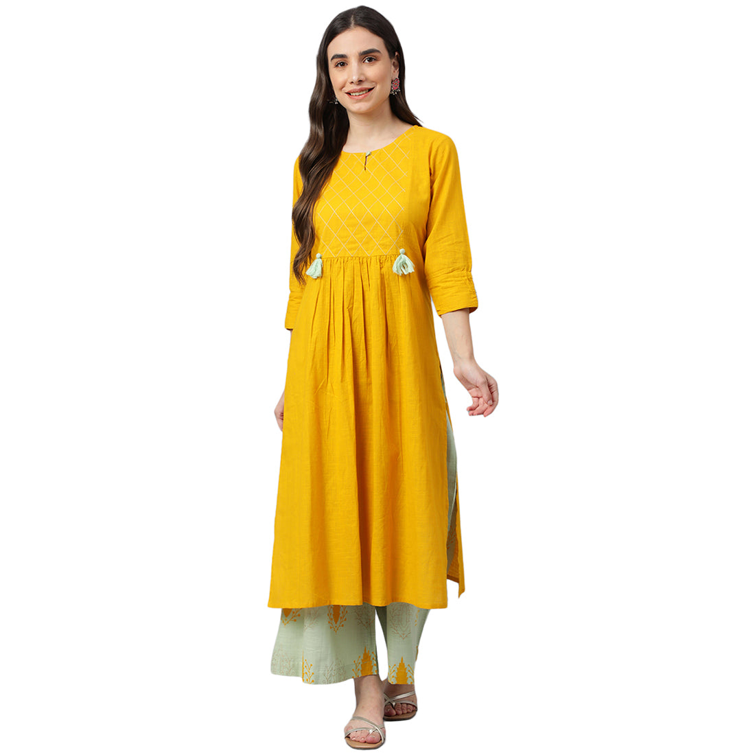 Idalia Navy Blue And Light Pink Cotton Kurta Set