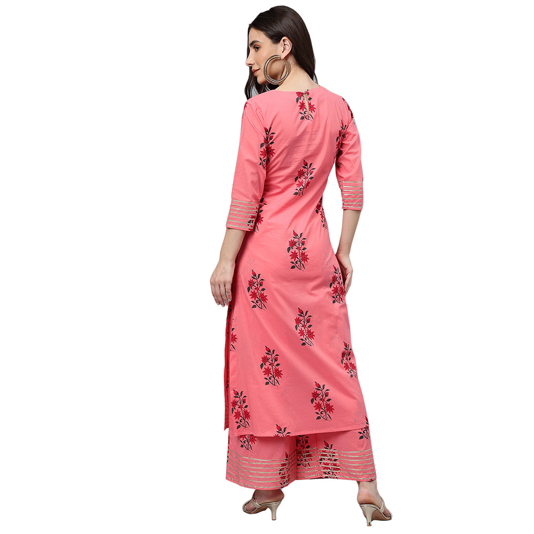 Idalia Coral Printed Cotton Cotton Kurta Set