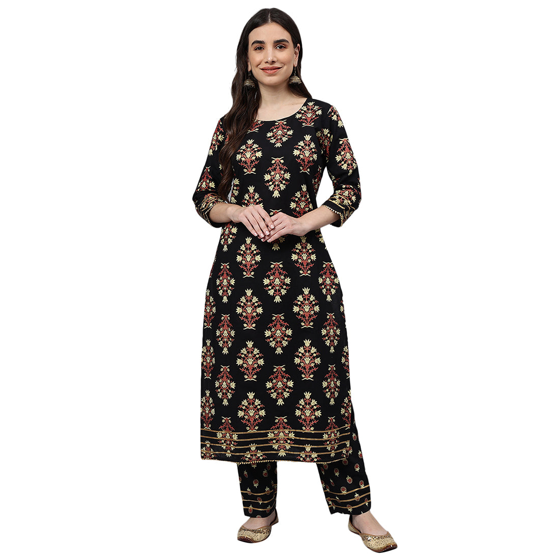 Idalia Black Printed Cotton Kurta Set