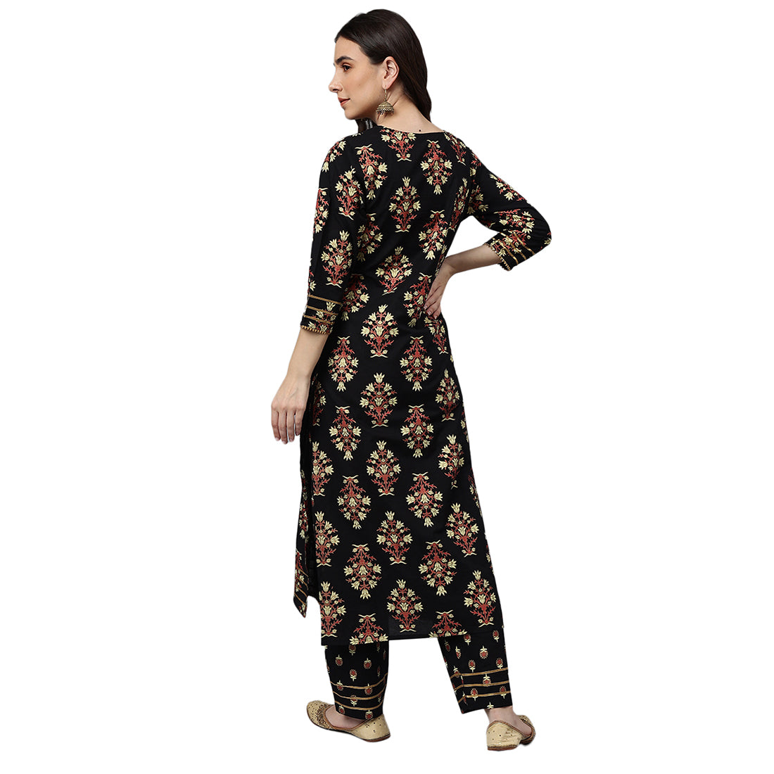 Idalia Black Printed Cotton Kurta Set