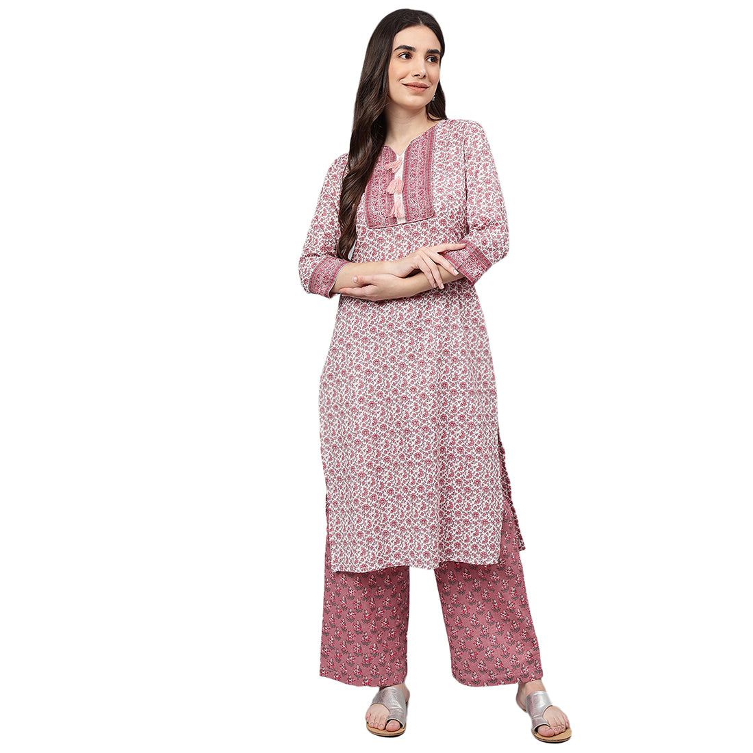 Idalia Pink Printed Cotton Kurta Set