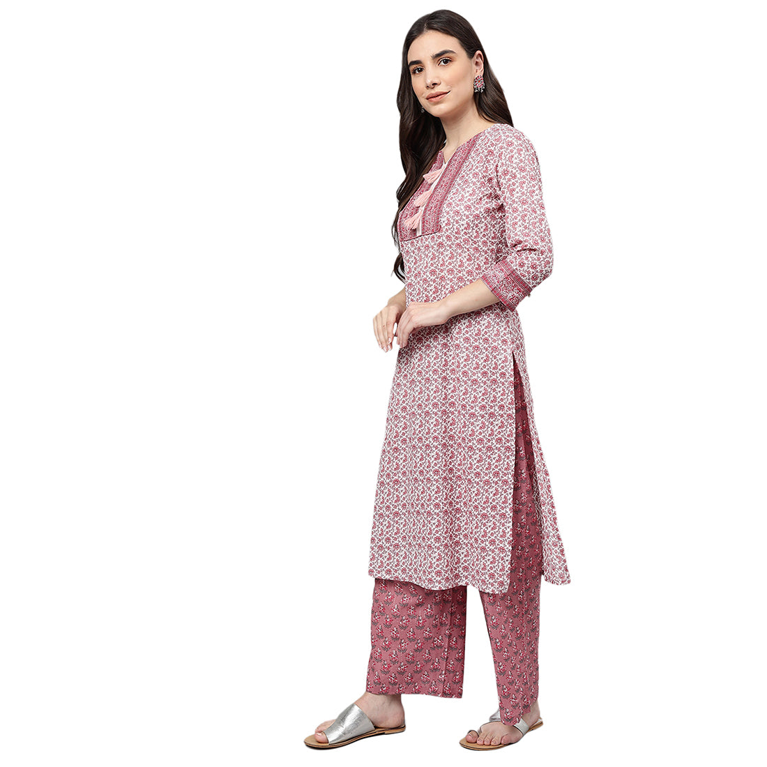 Idalia Pink Printed Cotton Kurta Set