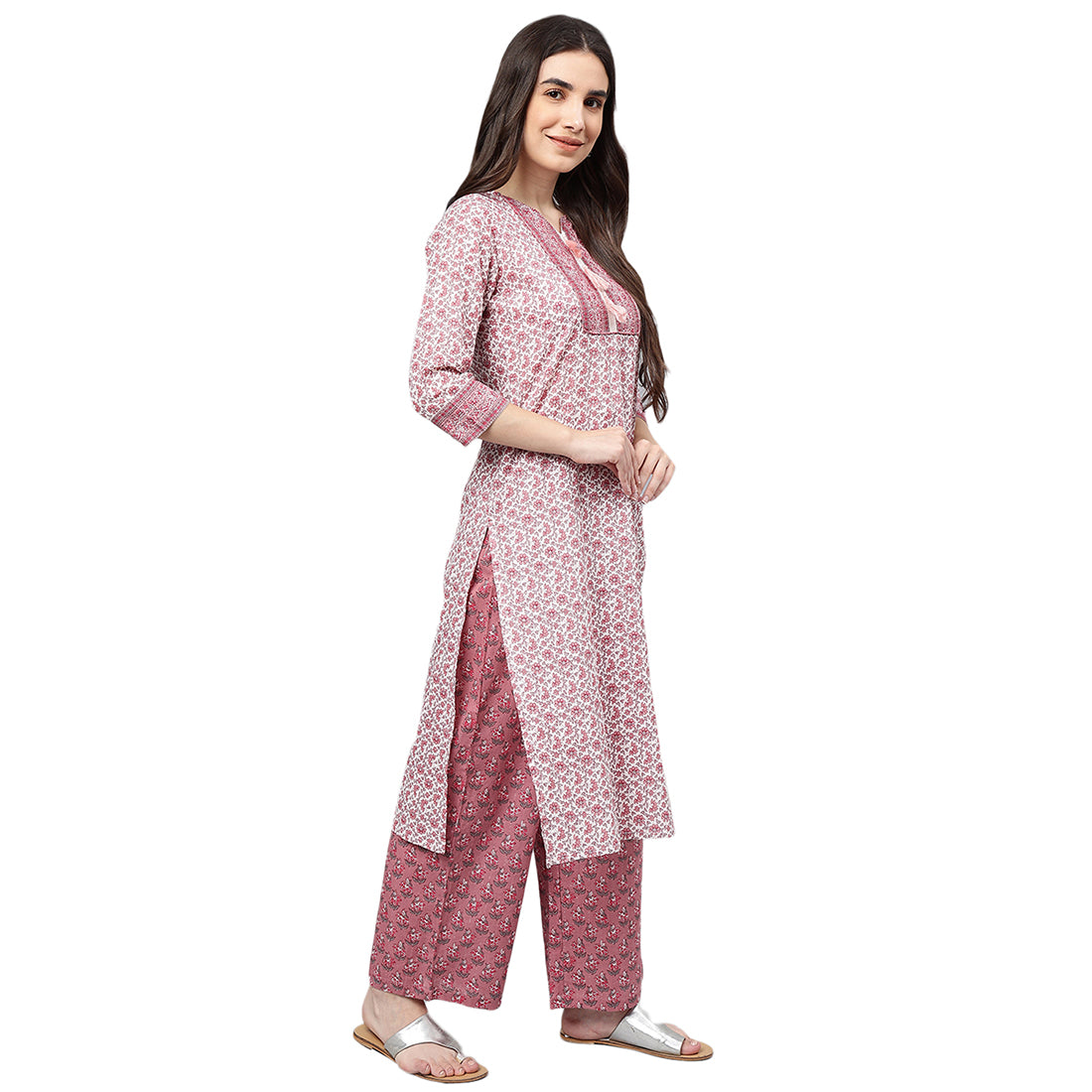 Idalia Pink Printed Cotton Kurta Set