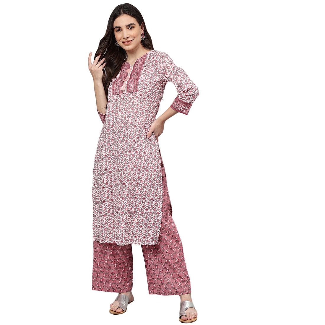 Idalia Pink Printed Cotton Kurta Set