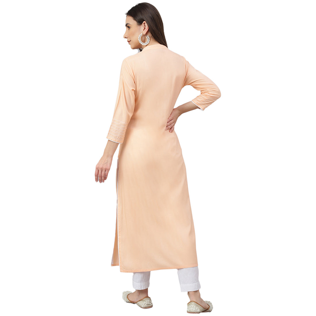 Idalia Cantaloupe Embroidered Rayon Kurta